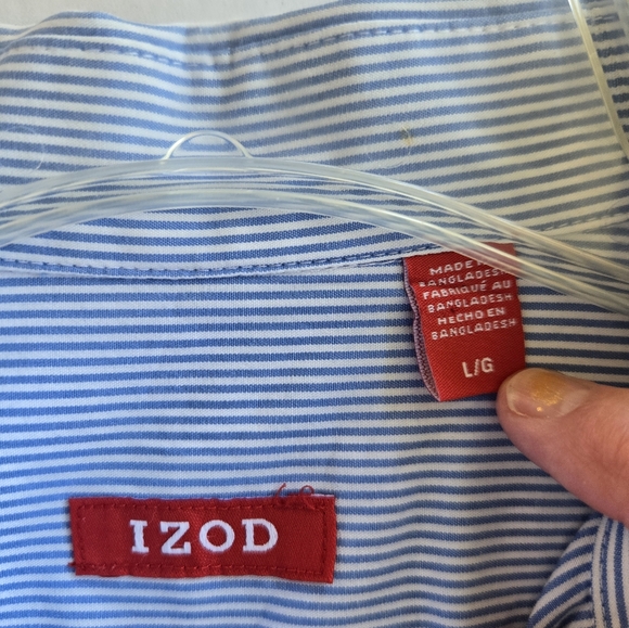 Izod men's blue and white pinstripe shirt. Size large. - Picture 5 of 5